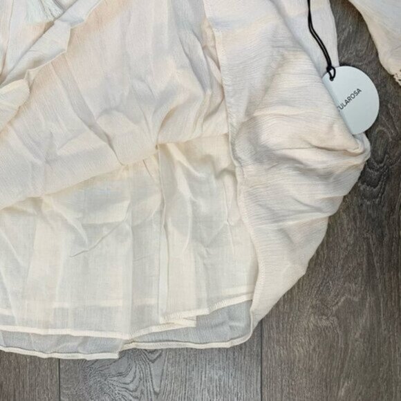 Tularosa Revolve Huxley Top Cream Tassels ties Gauze Crochet Flutter Sleeve - Picture 11 of 16